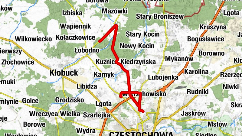 powiat częstochowski - Antoniów - Wola Hankowska - Czarny Las