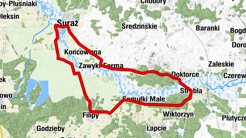 Kościół pw. Bożego Ciała - Kaplica pw. Matki Bożej Królowej Polski - Kościół pw. Wniebowstąpienia Pańskiego - Suraż