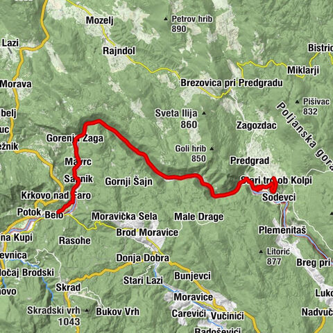 Sv. Andrej - Stari trg ob Kolpi - Sodevci - Kot ob Kolpi