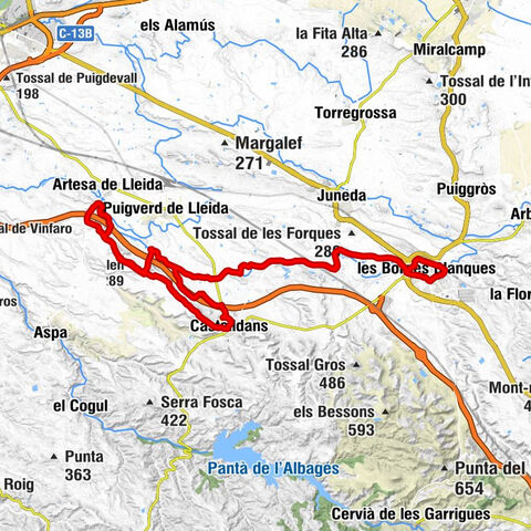 les Borges Blanques - Roques del Belen - Ca l'Espardenyer - Santa Maria de Castelldans