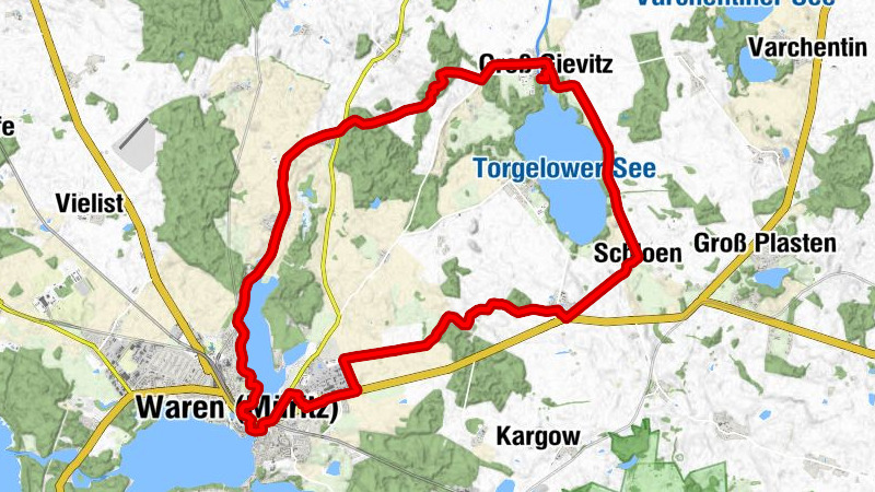 Groß Gievitz - Carlsruh - Jägerhof - Waren (Müritz)
