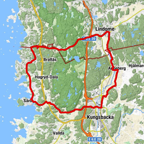 Gundal - Lindome - Kungsbacka - Snipen