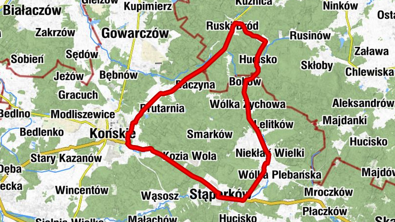 Smug - Wólka Zychowa - Końskie - Stąporków