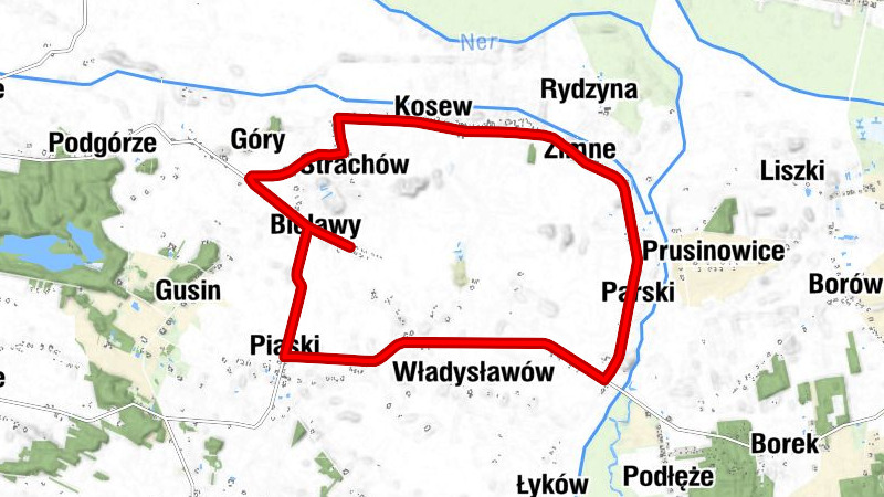 Bielawy - Piaski - Władysławów - Parski