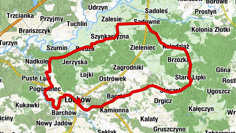 Łochów - Huśtawka - Kościół pw. Świętego Andrzeja Boboli - Kaplica pw. Matki Bożej Nieustającej Pomocy