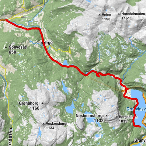 Palmafossen - Bjørgo - Filipshaugen - Nesheim