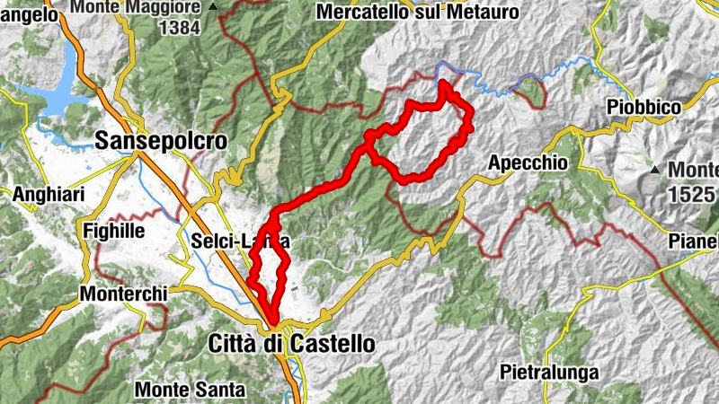 Città di Castello-Zona Industriale - Chiesa parrocchiale di Riosecco - Monte le Forche - Abbazia di Scalocchio