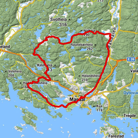 Mandal - Årekjerr - Toftnes bedehus - Øvrebyen