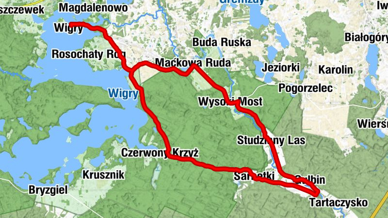 Wigry - Czerwony Folwark - Mikołajewo - Maćkowa Ruda