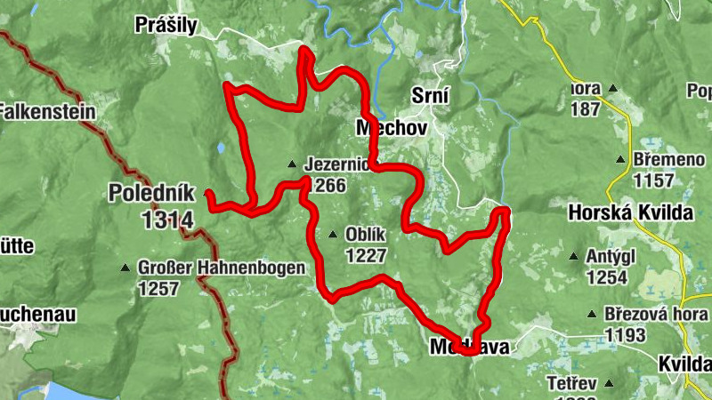 Modrava - Vchynice-Tetov II - Poledník - Mechov