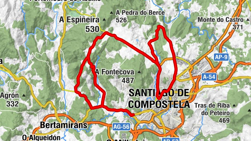 Santiago de Compostela - As Peniñas - A Pelada - Vidán