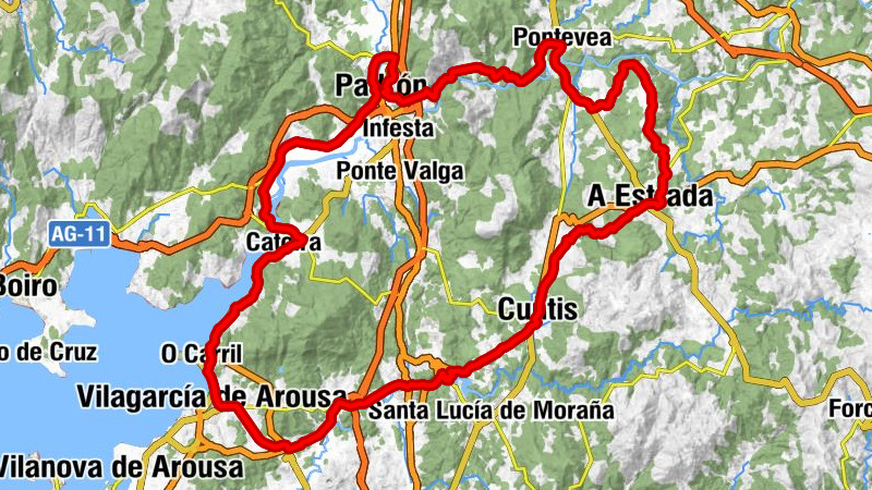 Baiuca - Igrexa de Santa María de Cuntis - Capela de Santiago - Igrexa de San Xoán de Santeles