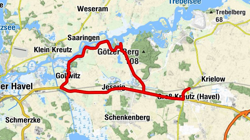 Groß Kreutz - Groß Kreutz (Havel) - Fernfahrer´s Ruh - Brandenburg an der Havel