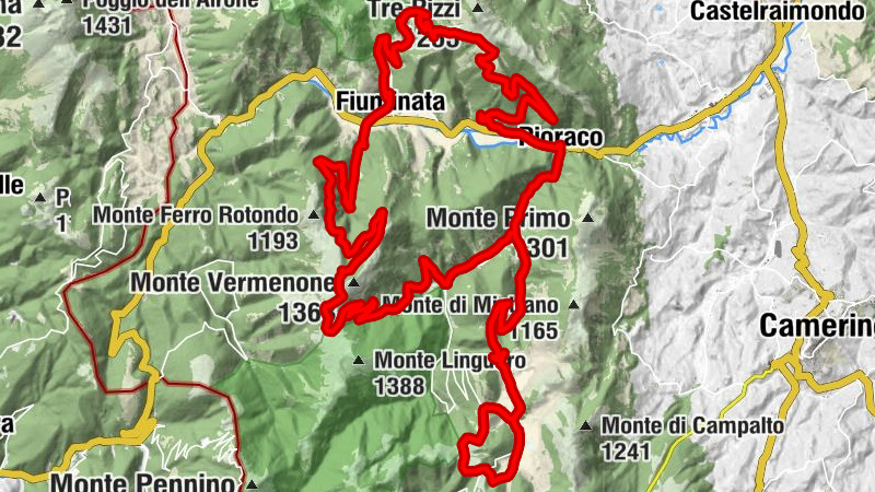 Pioraco - Colle di Cardine - Passo la Forcatura - Grotta Puzzona