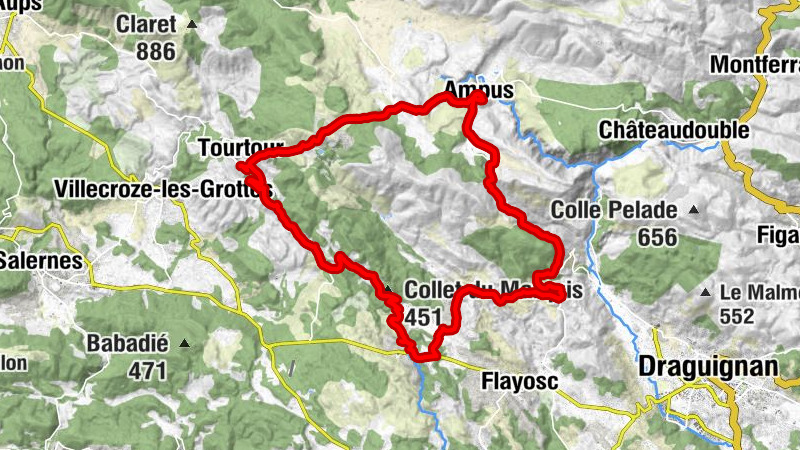 Tourtour - Église Saint-Michel - Col de la Grange - Flayosc