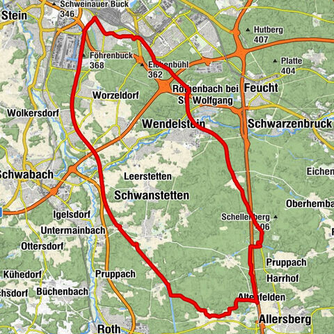 Allersberg (Rothsee) - Altenfelden - Wendelstein - Nürnberg