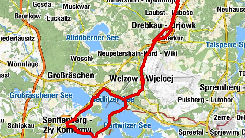 Leuthen - Lutol - Drebkau - Drjowk - Welzow - Wjelcej - St. Josef