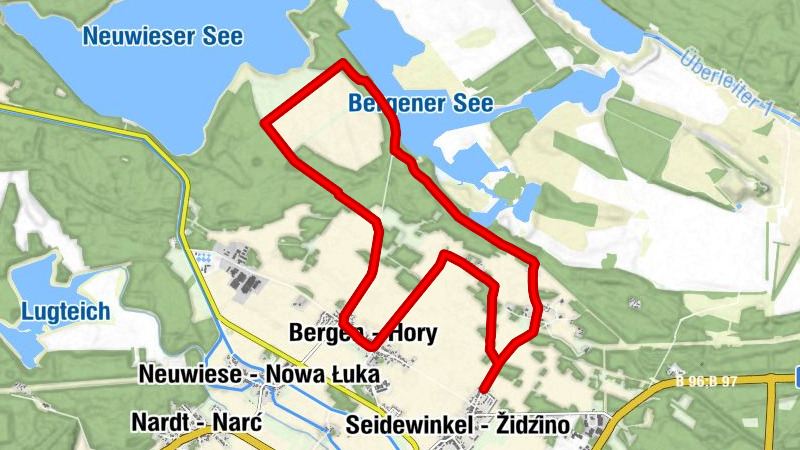 Elsterheide - Halštrowska Hola - Klein Seidewinkel - Małe Židźino - Bergen - Hory - Klein Bergen - Małe Hory