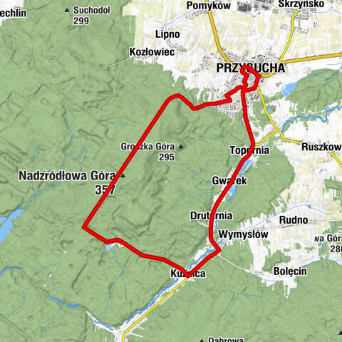 Przysucha - Kościół pw. Świętego Jana Nepomucena - Hamernia - Nadźródłowa Góra