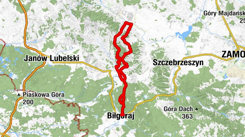 Biłgoraj - Sawina Góra - Wielka Jeżówka - Świniarki