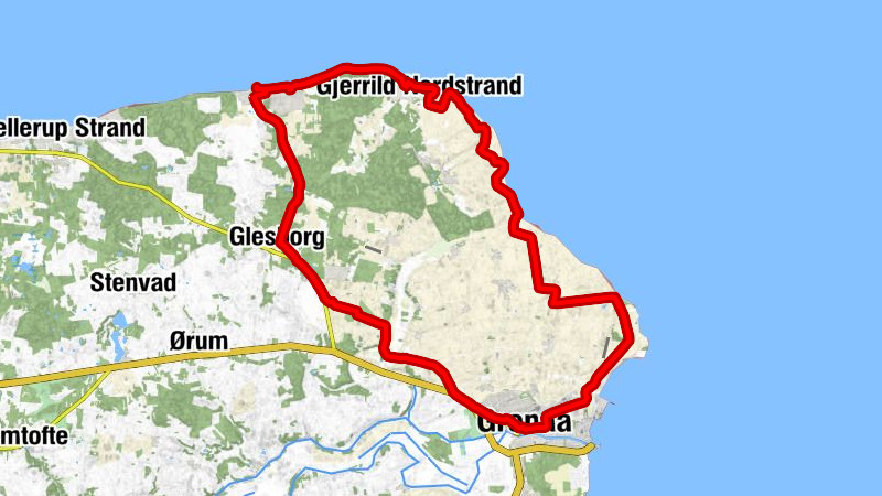 Bønnerup Strand - Grenaa Frikirke - Grenaa Kirke - Glesborg Kirke