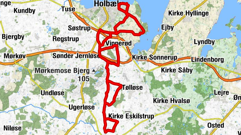 Holbæk - Lille Grandløse - Vallestrup - Tølløse Kirke