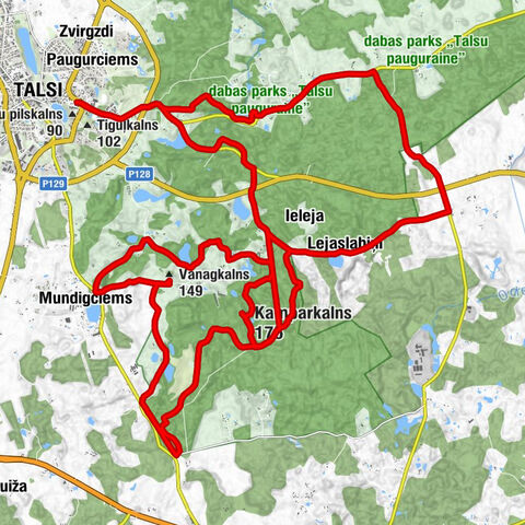 Talsi - Sukturi - Kamparkalns - Vanagkalns