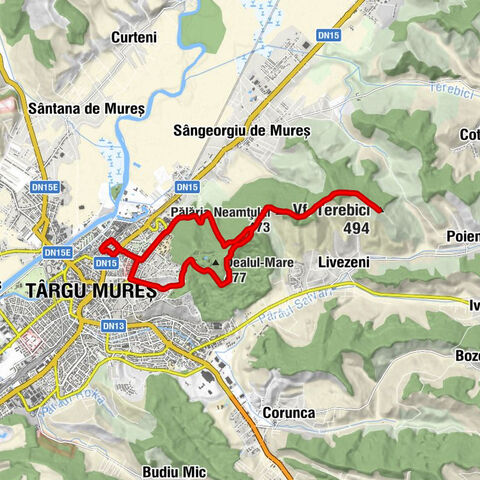 Târgu Mureș Nord - Dealul Nou - Vf. Terebici - Târgu Mureș