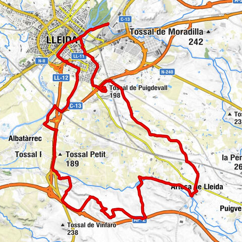 Lleida - la Bordeta - Tossal de Puigdevall - Artesa de Lleida