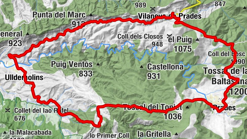 Vilanova de Prades - Coll de l'Arena - Prades