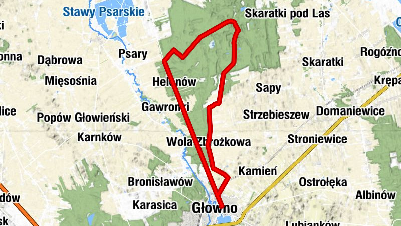 Głowno - Wola Zbrożkowa - Władysławów Bielawski - Polesie