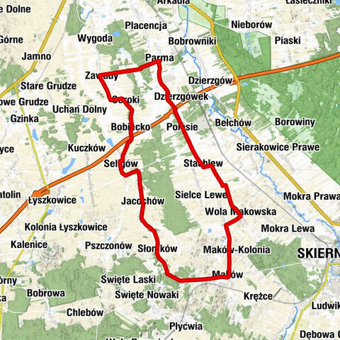 Rynek - Maków - Kościół pw. Świętego Wojciecha - Podlipków