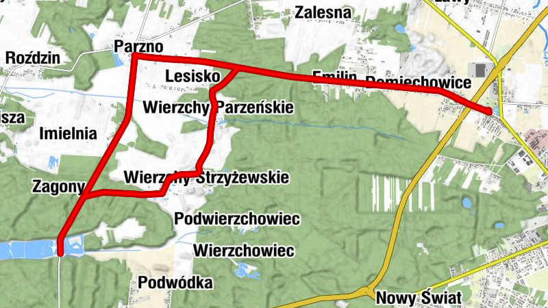 Bełchatów - Domiechowice - Emilin - Lesisko