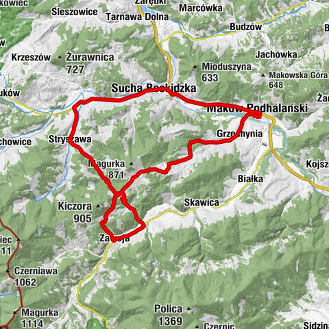 Maków Podhalański - Kościół pw. Świętego Stanisława Biskupa i Męczennika - Przełęcz Przysłop - Kościół pw. Świętego Klemensa w Zawoi
