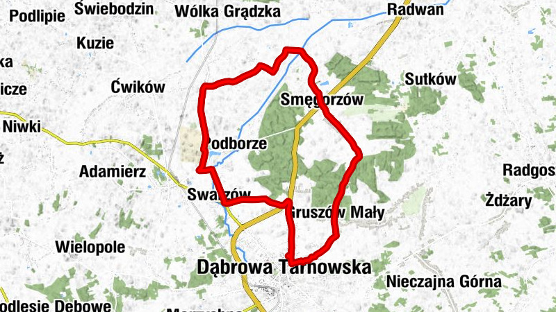 Dąbrowa Tarnowska - Gruszów Mały - Kościół św. Stanisława Biskupa i Męczennika w Smęgorzowie - Kościół Przemienienia Pańskiego w Dąbrówkach Breńskich