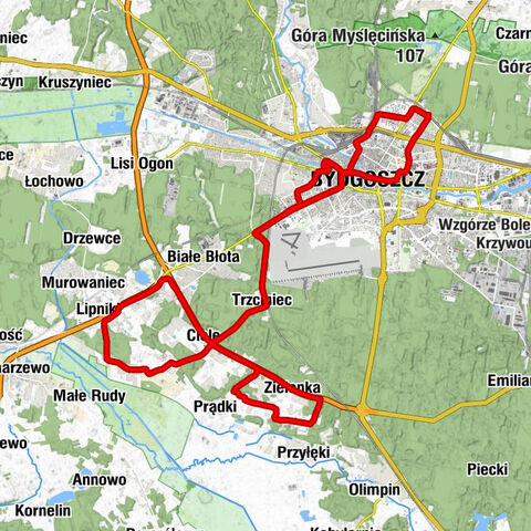 Bydgoszcz Leśna - Kościół pw. św. Wojciecha - Dworek Biesiadny Milusin - Kościół Zbawiciela