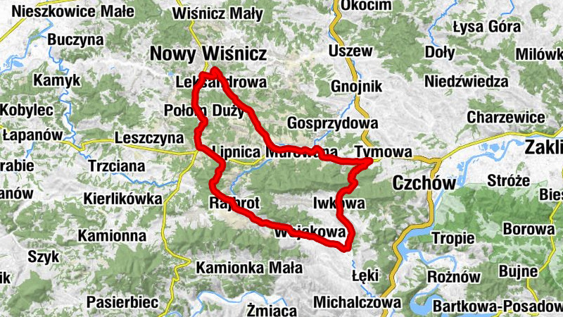 Połom Duży - Kościół pw. Świętego Szymona z Lipnicy - Kościół Najświętszego Serca Pana Jezusa w Muchówce - Osiczyna