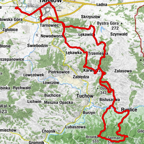 Czerwona - Góra Świętego Marcina - Brzanka - Trzemeska Góra