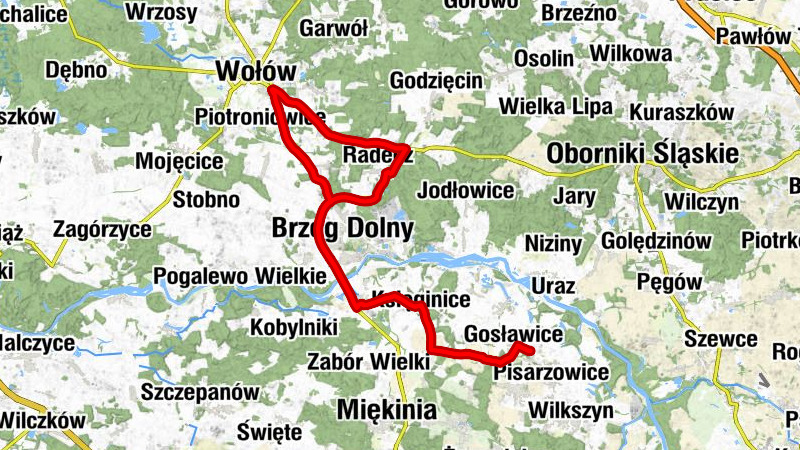 Brzezinka Średzka - Gosławice - Brzeg Dolny - Wołów