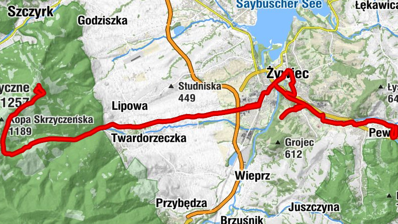 Do Brandysa - Średni Grojec - Skrzyczne - Schronisko PTTK Skrzyczne