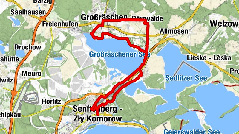 Senftenberg - Zły Komorow - Pension und Restaurant Elana - Evangelische Kirche Großräschen - St. Peter und Paul