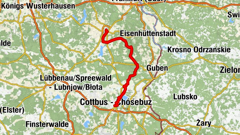 Beeskow - Friedland - Sanzeberg - Cottbus - Chóśebuz