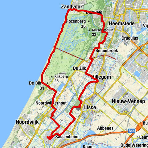 Voorhout - Kraaiennest - Hazenkop - Witte kerk