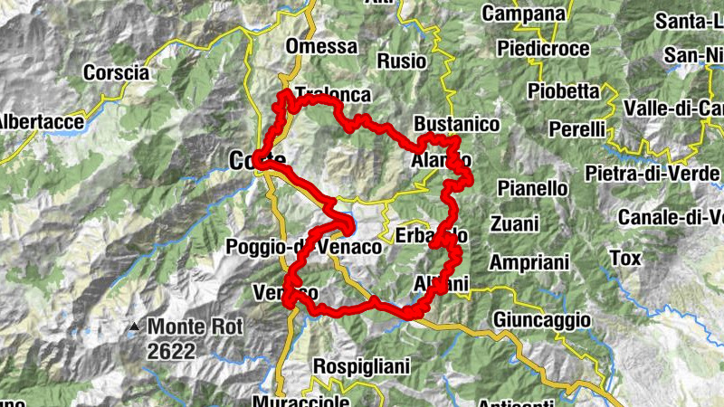 Corte - Église San Bernardinu - Église Santa-Marìa-Assunta - Chapelle Saint-Jean