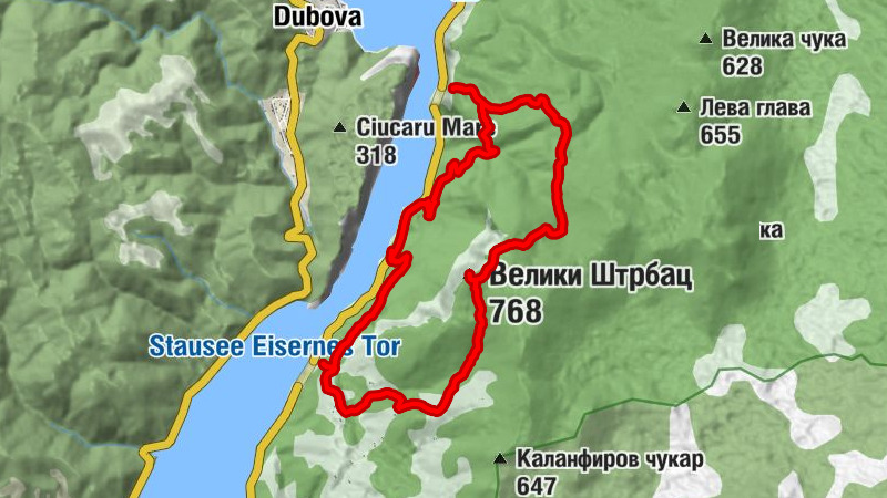 Голубиње - Велики Штрбац - Текија
