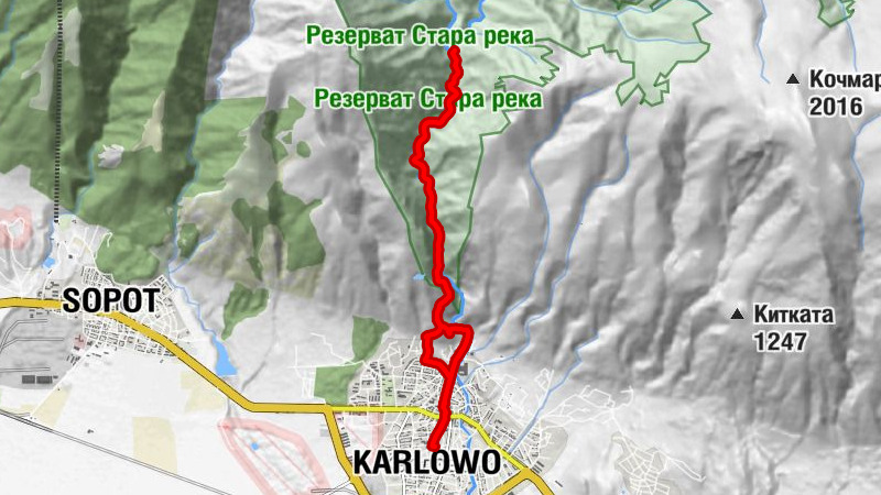Карлово - кв. Бадемлика - х.Хубавец - Водопад "Сучурум"