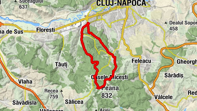 Cluj-Napoca - Șaua Páter - Capu Dealului - Peana