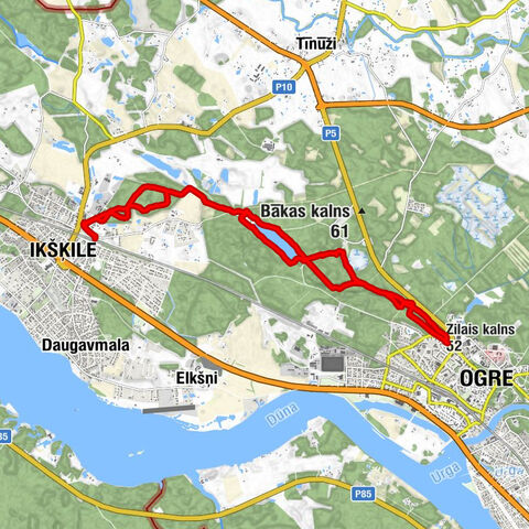 Ogre - Zilais kalns - Zilo Kalnu skatu tornis - Ikšķile