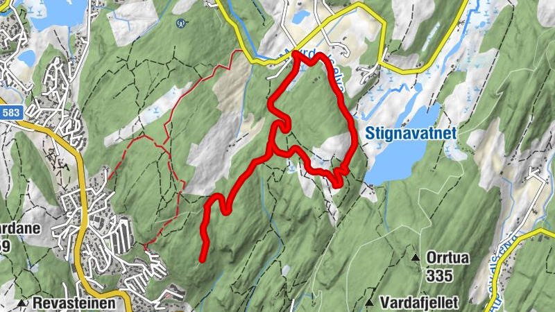 Fana - Nordre nipsdalen - Brakhaugen - Digervadet