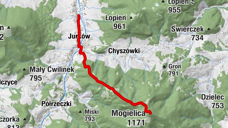 Potok - Folwark - Kościół Matki Bożej Nieustającej Pomocy w Jurkowie - Mogielica